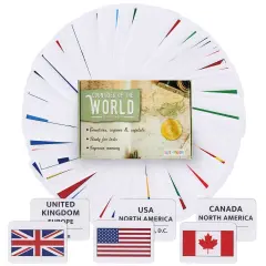 BLUE PANDA 205 Countries of The World Flags Flash Cards for Kids Ages 3-14 - Geography Country Flashcards with Continent and Capital - Double-Sided Cards (2.5 x 3.5 in)