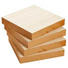 Bright Creations Unfinished MDF Wood Blocks for Crafts, 1 In Thick Wooden Square Blocks (6x6 In, 4 Pack) Brown
