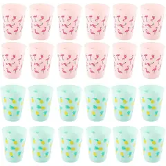 Plastic Party Cups - 24-Pack Reusable Tumblers, 16-Ounce Plastic Cups, Tropical Themed Party Supplies for Bridal Showers, Birthdays, Flamingo and Pineapple Designs, 3.5 x 4.4 x 3.5 inches Multicolor