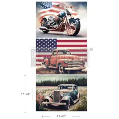 Prima Re-Design A3 Decoupage Tissue Paper 3/Pkg-All American