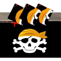 Skull Plastic Tablecloths for Pirate Birthday Party (54 x 108 In, 3 Pack) Black