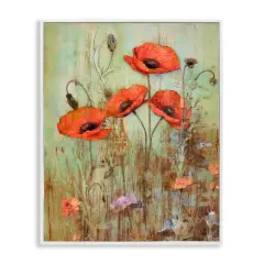 Stupell Industries Rustic Red Poppies Framed Giclee Art White Frame