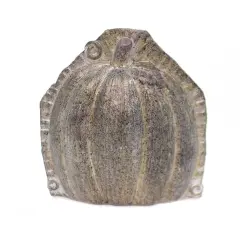 K & K Interiors 5.5 Inch Pumpkin Tabletop Mold Halloween Figurine , Halloween Decor Thanksgiving Figurine Edge Silver