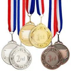 6-Pack 1st, 2nd, 3rd Place Award Medals for Kids and Adult, Participation Awards with 15.5-Inch Prize Ribbons for Sports, Tournaments, Competitions (Metal, 2.6 in) Multicolor