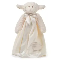 Bearington Baby Lamby Snuggler, 15 Inch White Lamb Plush Stuffed Animal Security Blanket Lovey for Babies, Baptism Gifts for Boys and Girls, For Ages 0-3