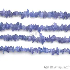 Natural Chip Beads, 34 Inch, Genuine Chip Strands, Drilled Strung Nugget Beads, 3-7mm, Polished, GemMartUSA (70001) Tanzanite