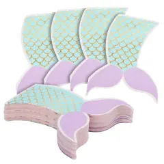 50 Pack Mermaid Tail Napkins for Girls Under the Sea Birthday Party Supplies, Baby Shower (3-Ply, 5 x 5.5 In) Blue