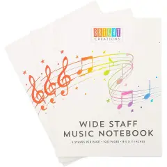 Music Composition Notebooks, Manuscript Staff Paper for Kids, 50 Sheets (3 Pack) Black
