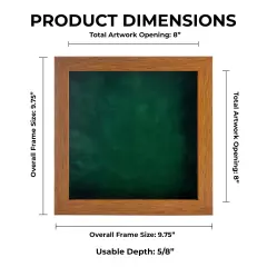 Warm Honey Brown Wood Shadow Box Frame with Acrylic Front - Forest Green Suede Backing, 30 Sizes