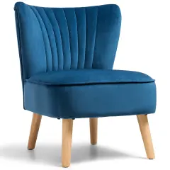 Armless Accent Chair Modern Velvet Leisure Chair Blue