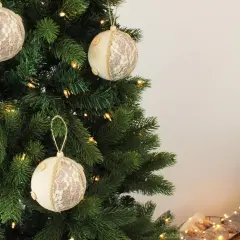 10cm Ball With Lace And Button Accents 2 Pcs