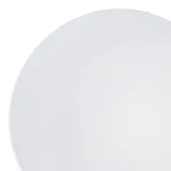 White with Silver Rim Organic Round Disposable Plastic Appetizer/Salad Plates - 7.5" (120 Plates)