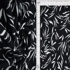 1 Yard CEY Leaf Print Sublimation Fabric Lightweight Polyester 58/59 Inches Wide BLACK