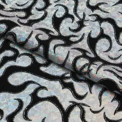 Flame Flocked Hologram Spandex Fabric Snow White