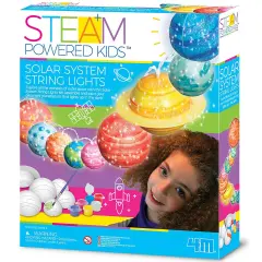 4M: STEAM Powered Kids: Solar System String Lights - Assemble & Paint Your Mini-Planetarium, LED Lights, DIY Outer Space Art & Craft Kit, Kids Ages 5+