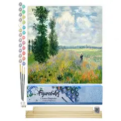 Figured'Art Paint by Numbers Kit for Adults Monet Field of Poppies 16"x20" - Craft Art Painting Rolled Canvas with DIY wooden frame