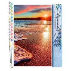 Figured'Art Paint by Numbers Kit for Adults Sea Foam 16"x20" - Craft Art Painting DIY Kit Rolled Canvas without frame