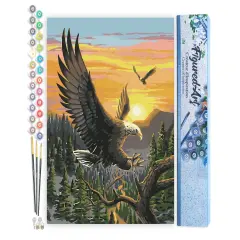 Figured'Art Paint by Numbers Kit for Adults Eagle at Sunrise 16"x20" - Craft Art Painting DIY Kit Rolled Canvas without frame
