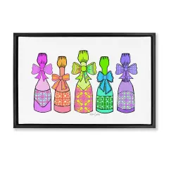 Stupell Industries Patterned Drink Bottles Floating Frame Design by Katie Conley