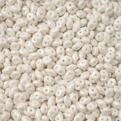 Matubo 2-Hole Czech Glass Pearl Shine Superduo Beads, 100g White