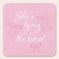 Big Dot of Happiness 25 Ct She's Tying the Knot Drink Coasters, 4-Inch Disposable Square Paper Coasters for Pink Bows Bridal and Bachelorette Party