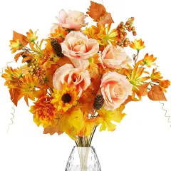 2 Pcs Artificial Fall Flowers (Yellow)