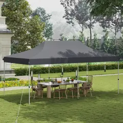 10x20 Feet Pop Up Foldable and Portable Outdoor Gazebo with Carry Bag Ideal for Party or Wedding Ceremony Grey