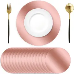 50 Pcs Round Rose Gold Placemats,13.3" Mirror Foil Decorative Place Mats Mirrored Disposable Paper Placemats