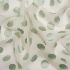 1 Yard Cream and Mint Polka Dot Silk Satin Burnout Chiffon Dress Fabric 54 Inch Width