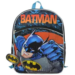 DC Comics Batman 16" Backpack with Side Mesh Pockets and front pocket
