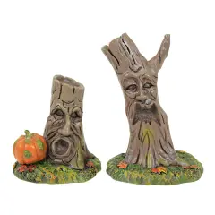 Department 56 Villages 4.0 Inch Scary Stumps Halloween Halloween Village , Halloween Decor Spooky Leaves Pumpkin Tree Brown