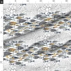 Various Fabrics by the Yard or Fat Quarter Whimsical Fish Coastal Mosaic Watercolor Collage Modern Gouache Lake Custom Printed Fabric by Spoonflower