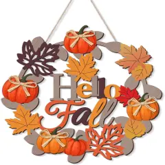 Hello Fall Wreaths Wooden Welcome Signs (Multicolor)