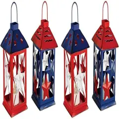 Patriotic Star Metal Light-Up Lantern