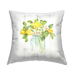 Lemon Tree Flowers Design by Nan Outdoor Printed Pillow 