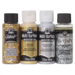 FolkArt Multi-Surface Acrylic Paints - Set of 4, Metallic and Glitterific Colors, 59 ml Bottles