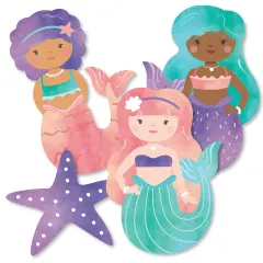 Big Dot of Happiness Mermaid Party Paper Cutouts, Double-Sided Starfish and Mermaid Shaped Decor, DIY Mermaid Birthday Party Essentials - Set of 20
