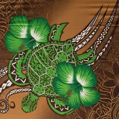 Hibiscus Turtle Tribal Assortment Polyester Sarong 72" L x 45" W Brown