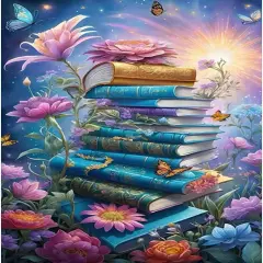 Diamond Painting Kits for Adults Book Flower, Round Full Drill Diamond Art Kits,12&times;16Inch