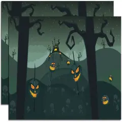 Halloween Spooky Pumpkins Backdrop - 20 Inch - Set Of 2