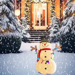Holiday LED Snowman Display with Top Hat and Scarf Indoor Outdoor Use 45 x 28 x 60 in