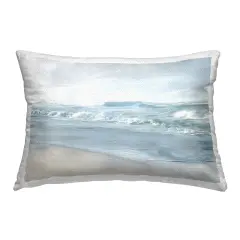 Calm Blue Beach Waves Outdoor Printed Pillow Design by Mike Calascibetta, 14 x 7 x 20