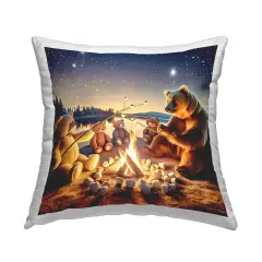 Fireside Friends Bear Outdoor Printed Pillow Design by Alina Georgescu, 18 x 7 x 18