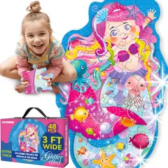 2x3 FT Glitter Giant Floor Puzzles for Kids | Mermaid