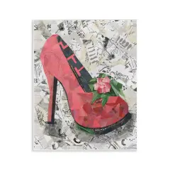 Stupell Industries Collaged Pink Heel Wall Plaque Art Design by Coco Good