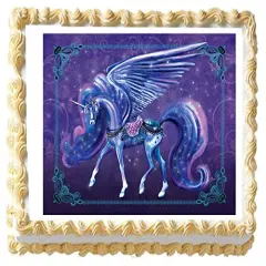 Unicorn Midnight Edible Icing Image Cake Topper (1/4 Sheet)