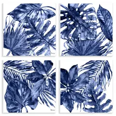 Stupell Industries Blue Hued Palm Fronds 4 pc Wall Plaque Art Set Design by Paul Brent