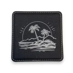 Coaster - Hawaii Beach - SET OF 2 - Leather or Stitched Cork Black/Silver