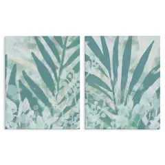 Stupell Industries Teal Palm Fronds2 pc Canvas Wall Art Set Design by June Erica Vess