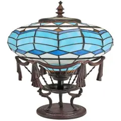 Hot Air Balloon Tiffany Stained Glass Shade & Lamp Base - Perfect for a Living Room, Bedroom, Office, & More